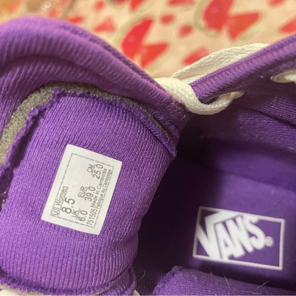 Vans Women's Purple and White High-Top Sneakers - Picture 4 of 5